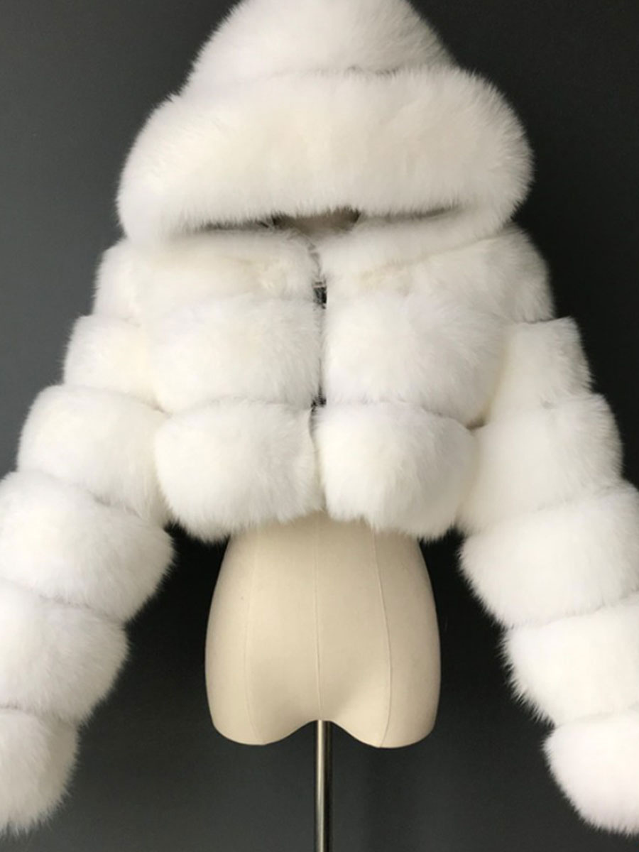 Faux Fur Hooded Bubble Coat