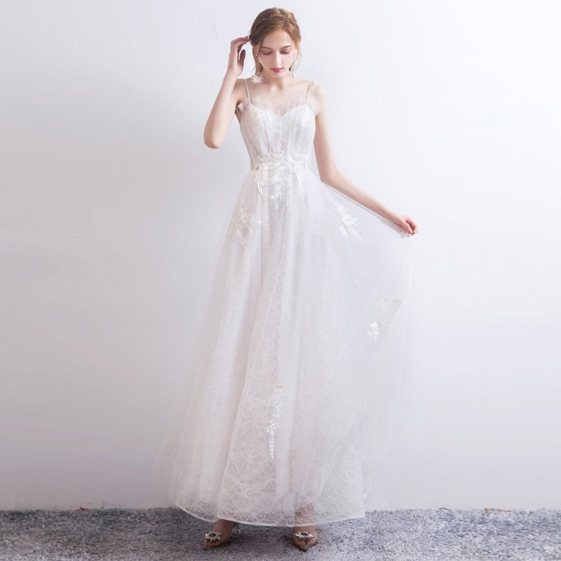 Lace Embroidered Sleeveless Wedding Dress