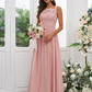 Lace Applique Square Neck Sleeveless Maxi Bridesmaid Dress