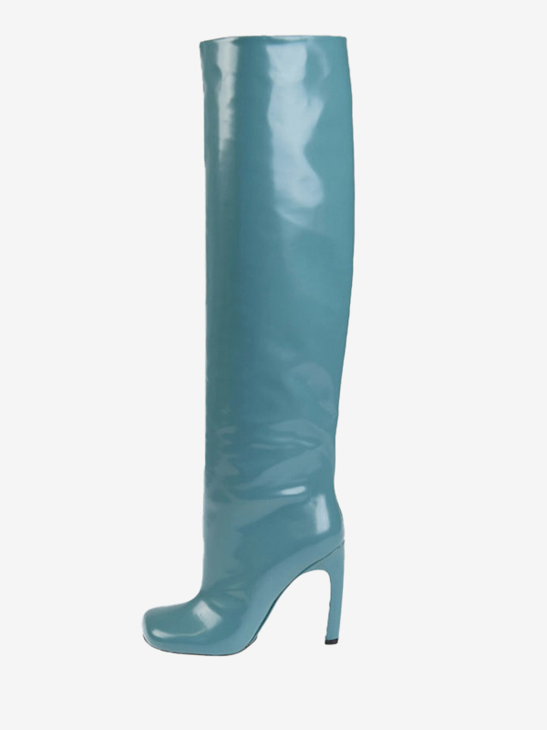 Leather Round Toe Knee High Boots