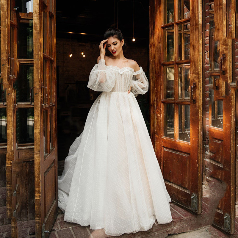 Ivory Off-Shoulder Wedding Dress