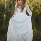 White Lace Long Sleeves Tie Back Kids Party Dress