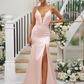 Deep V-Neck Spaghetti Strap Sleeveless Maxi Bridesmaid Dress