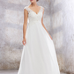 White A-Line Applique Beaded Sleeveless Long Wedding Dress