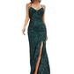 Sequin Sleeveless Backless Long Slit Evening Dress