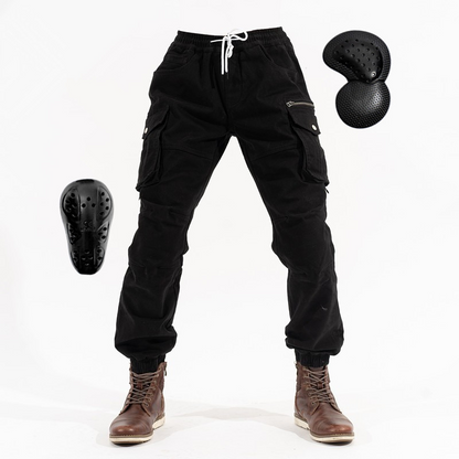 Multi Pocket Elastic Waist Riding Motorcycle Jeans