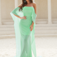 Off-Shoulder Long Chiffon Bridesmaid Dress