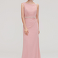 Peach Puff Sleeveless Beaded Maxi Bridesmaid Dress