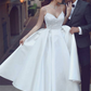 Satin White Spaghetti Strap Sleeveless Wedding Dress