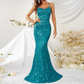 Beaded Backless Mermaid Prom Dress