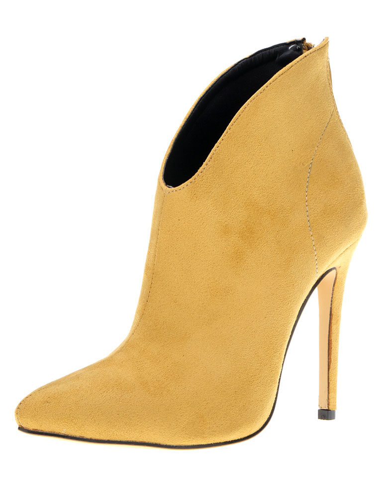 Suede Pointed Toe High Heel Ankle Boots