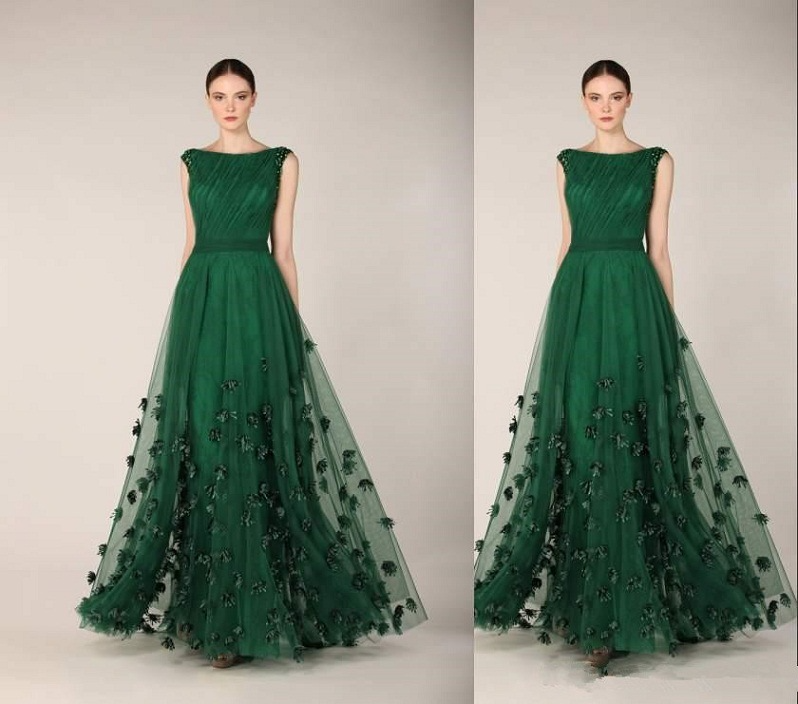 Green Sleeveless Long Evening Dress