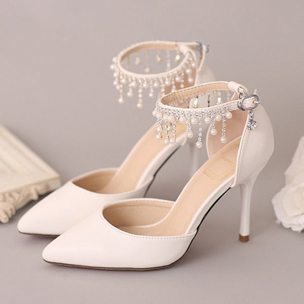 Pearl Rhinestone Stiletto High Heels