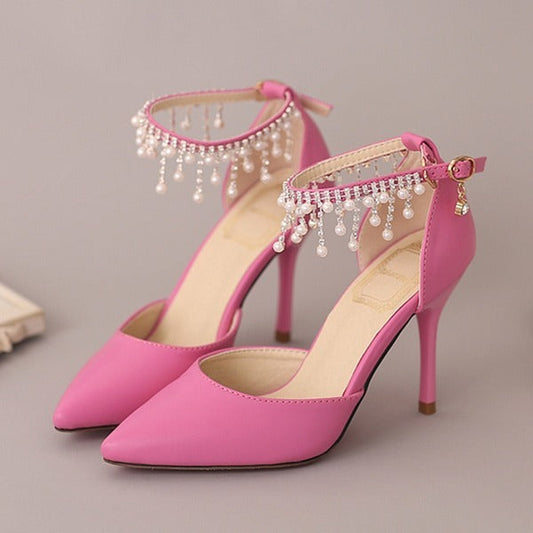 Pearl Rhinestone Stiletto High Heels