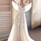 Lace V-Neck Short Sleeves Backless Boho Wedding Dress