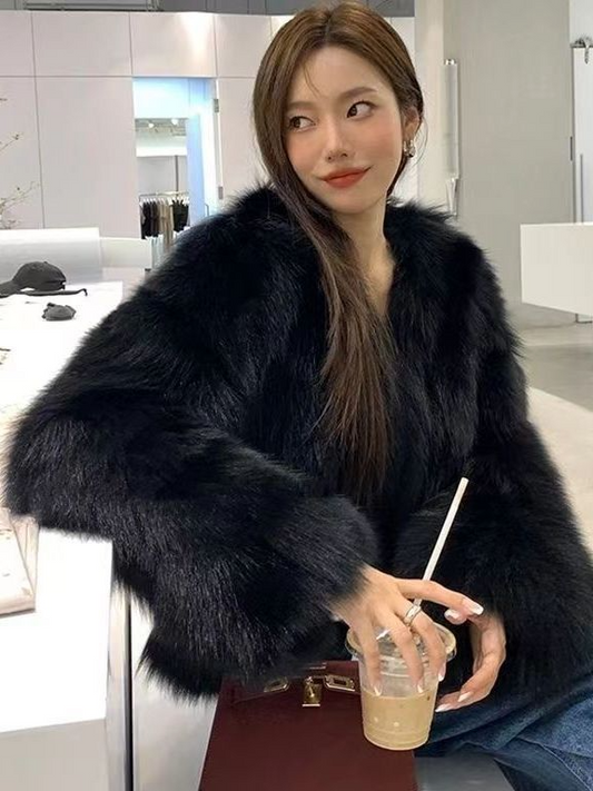 Long Sleeves Short Faux Fur Coat