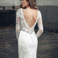 Lace V-Neck Long Sleeves Short Knee-Length Wedding Dress