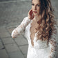 Lace V-Neck Long Sleeves Short Knee-Length Wedding Dress