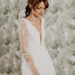 V-Neck Long Sleeves A-Line Natural Waist Lace Bridal Dress