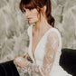 V-Neck Long Sleeves A-Line Natural Waist Lace Bridal Dress