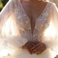 V-Neck Long Sleeves Sheath Stretch Crepe Wedding Dress