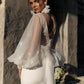 V-Neck Long Sleeves Sheath Stretch Crepe Wedding Dress