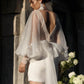 V-Neck Long Sleeves Sheath Stretch Crepe Wedding Dress