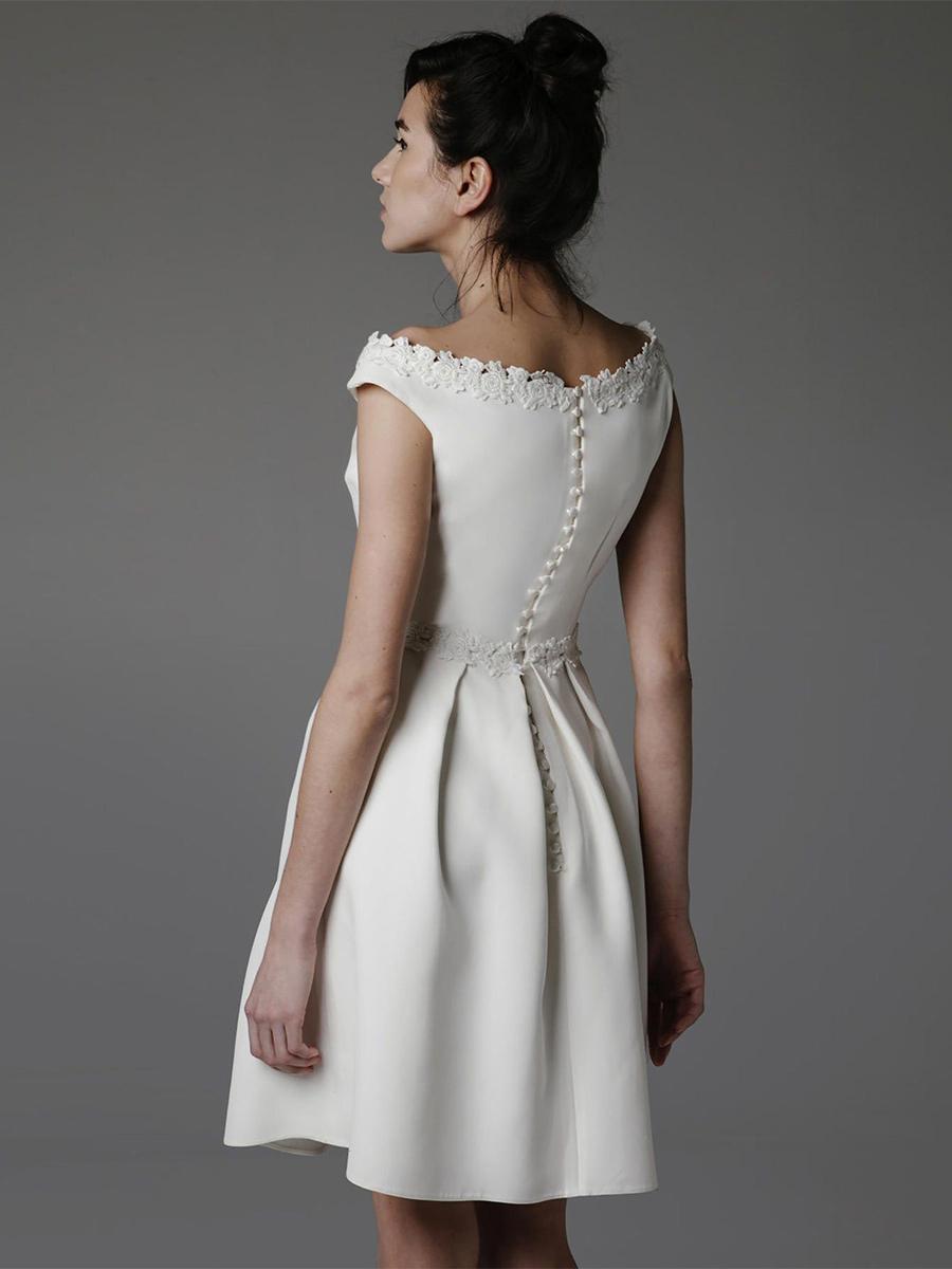 Satin Bateau Neck Sleeveless A-Line Wedding Dress
