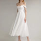 Jewel Neck Sleeveless A-Line Tea-Length Wedding Dress