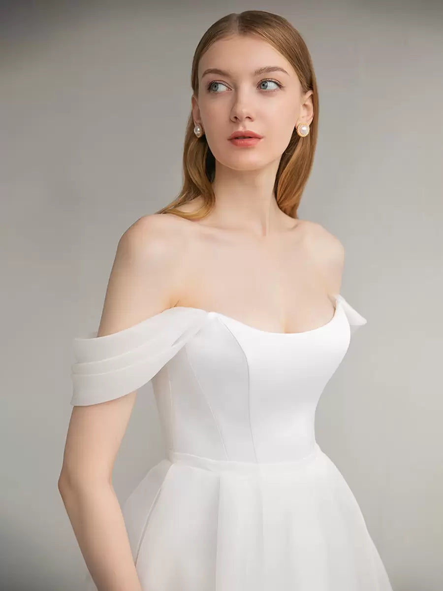 Jewel Neck Sleeveless A-Line Tea-Length Wedding Dress