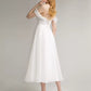Jewel Neck Sleeveless A-Line Tea-Length Wedding Dress
