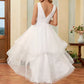 V-Neck Sleeveless A-Line Tulle Ankle-Length Bridal Dress