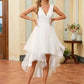 V-Neck Sleeveless A-Line Tulle Ankle-Length Bridal Dress