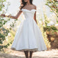 Off-The-Shoulder Sleeveless Short Tea-Length Wedding Dress