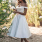 Off-The-Shoulder Sleeveless Short Tea-Length Wedding Dress