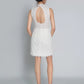 White Lace High Collar Sleeveless Mini Wedding Dress