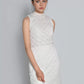 White Lace High Collar Sleeveless Mini Wedding Dress