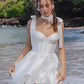 Satin A-Line Sweetheart Neck Sleeveless Short Bridal Dress