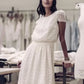 Lace A-Line Jewel Neck Short Sleeves Wedding Dress