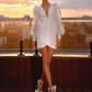 V-Neck Long Sleeves Short Tulle Wedding Dress