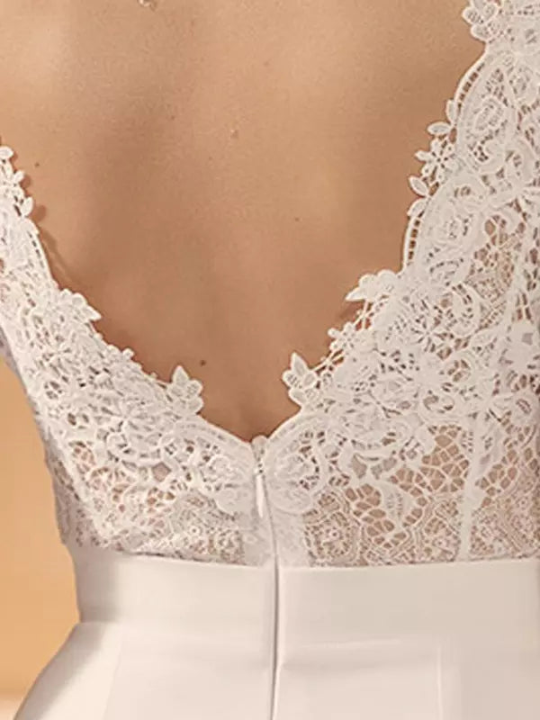 Jewel Neck Short Sleeves Short Tea-Length Wedding Dress