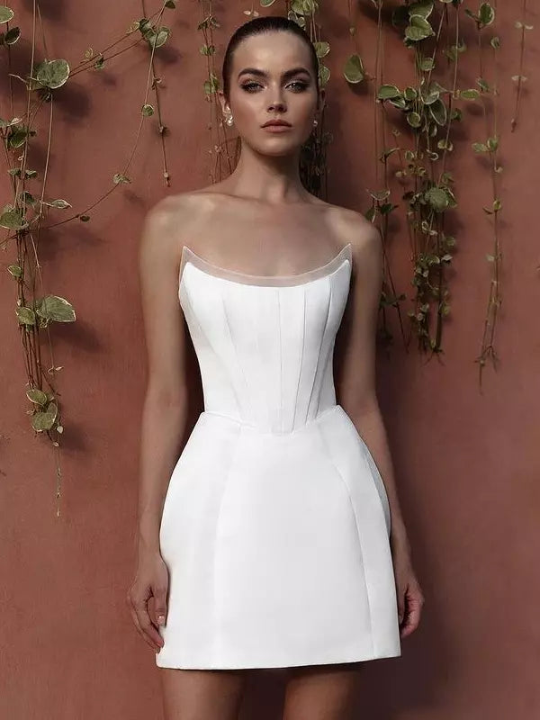 Lace Long Sleeves Short Two-piece Wedding Dress