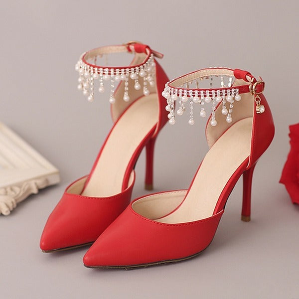 Pearl Rhinestone Stiletto High Heels