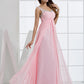 Pink Chiffon Rhinestone Pleated Backless Bridesmaid Dress