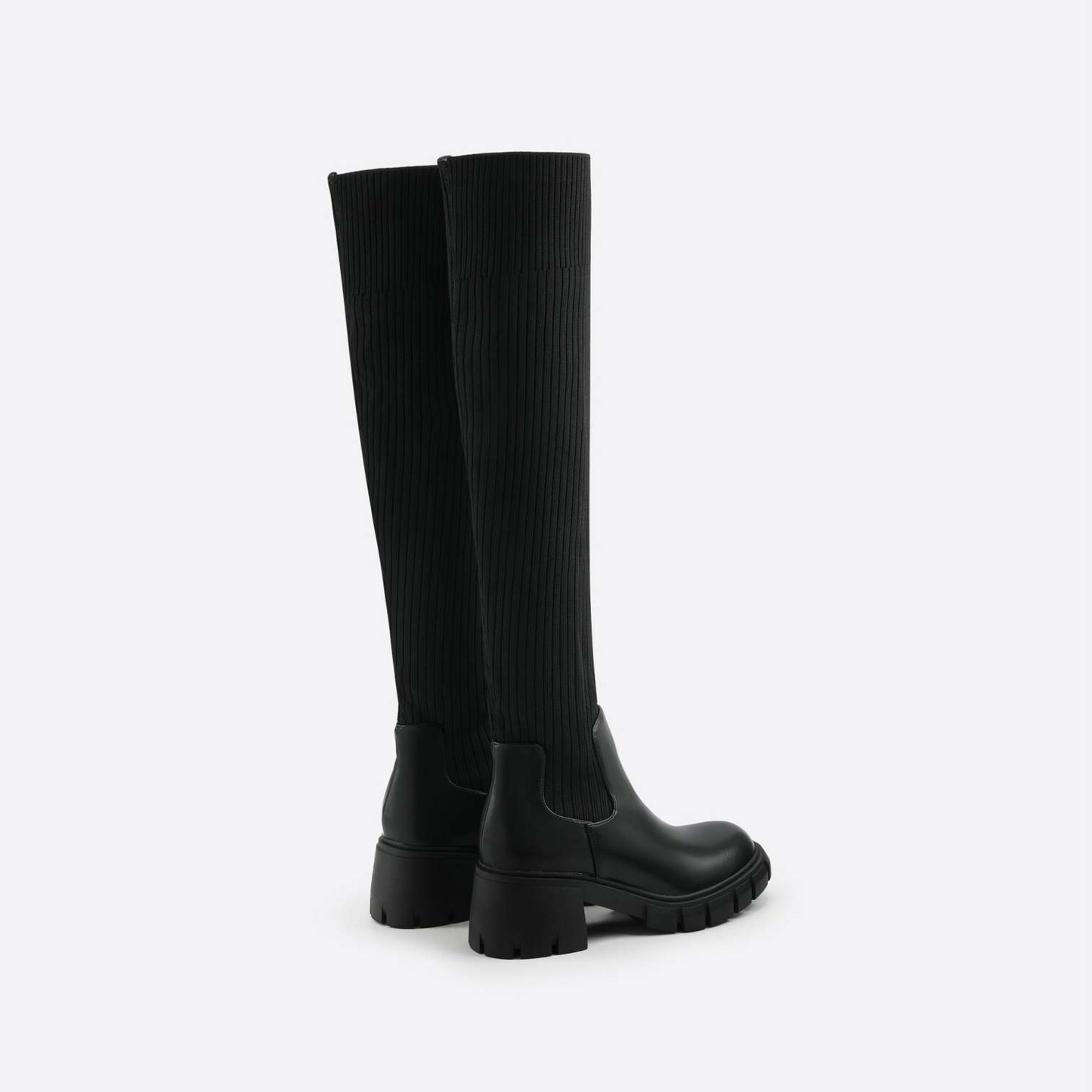 Chunky Sole Thigh High Heel Boots