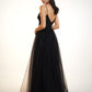 Black Sweetheart Neck A-Line Beadings Pleated Prom Dress