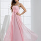 Pink Chiffon Rhinestone Pleated Backless Bridesmaid Dress