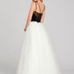 White Deep V-Neck Sleeveless Tulle Ball Gown Prom Dress