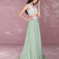 Light Green Chiffon Lace Applique Two-Piece Prom Dress