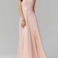 Pink Jewel Neck A-Line Sleeveless Split Front Bridesmaid Dress